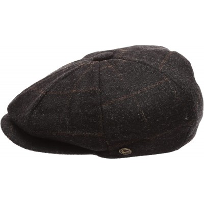 Newsboy Caps Men's Premium 100% Wool 8Panels Plaid Herringbone Newsboy Hat with Socks. - 2316-black - C112MAM1GU3 $19.35