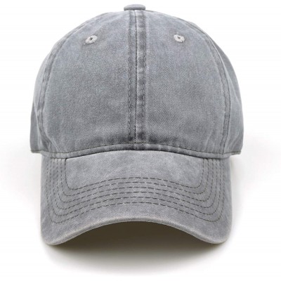 Baseball Caps Women Men Vintage Jeans Washed Distressed Baseball Cap Twill Adjustable Dad Hat - A-grey - CF18G24U5T0 $10.39