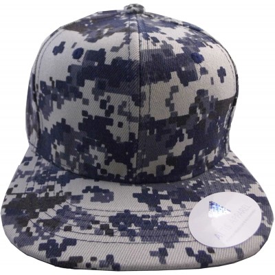 Baseball Caps Premium Plain Solid Flat Bill Snapback Hat - Adult Sized Baseball Cap - Blue Dig Camo - CR183N76IWT $11.63