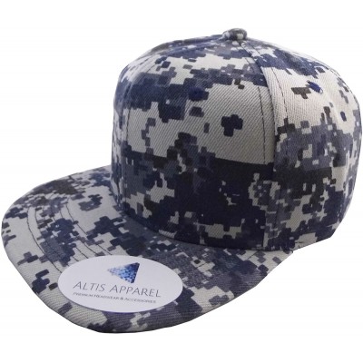 Baseball Caps Premium Plain Solid Flat Bill Snapback Hat - Adult Sized Baseball Cap - Blue Dig Camo - CR183N76IWT $11.63