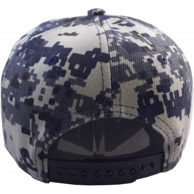 Baseball Caps Premium Plain Solid Flat Bill Snapback Hat - Adult Sized Baseball Cap - Blue Dig Camo - CR183N76IWT $11.63