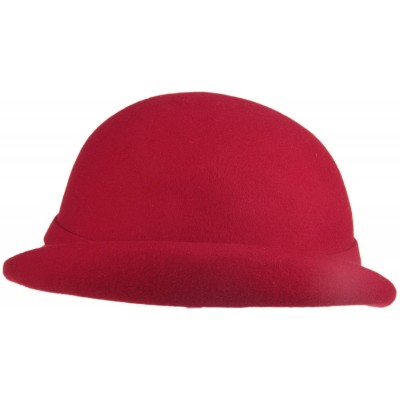 Bucket Hats Women's 100% Wool Church Dress Cloche Hat Plumy Felt Bucket Winter Hat - Red - CD186L50YI3 $25.97