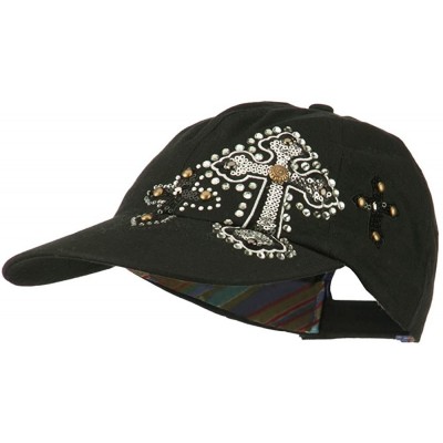Baseball Caps Sequin and Glitter Cross Baseball Cap - Black - C511VSYE13B $29.38