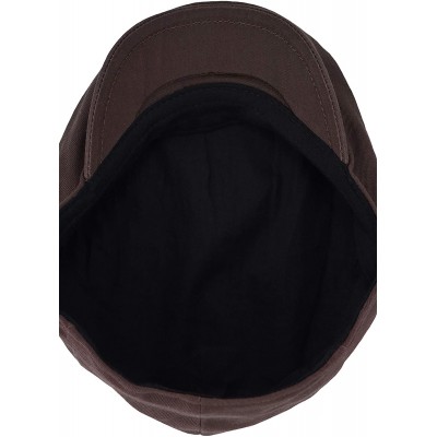 Newsboy Caps Premium Cotton Newsboy Mens Scally Foldable Solid Color Ivy Flat Cap - Brown - CO18UIDA2M2 $13.59