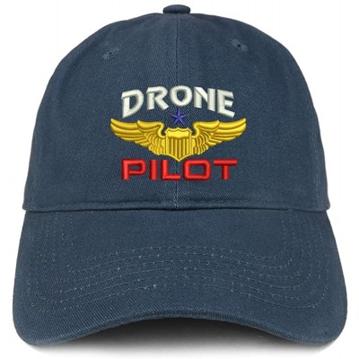 Baseball Caps Drone Pilot Aviation Wing Embroidered Soft Crown 100% Brushed Cotton Cap - Navy - CZ17YTYGE6C $16.75