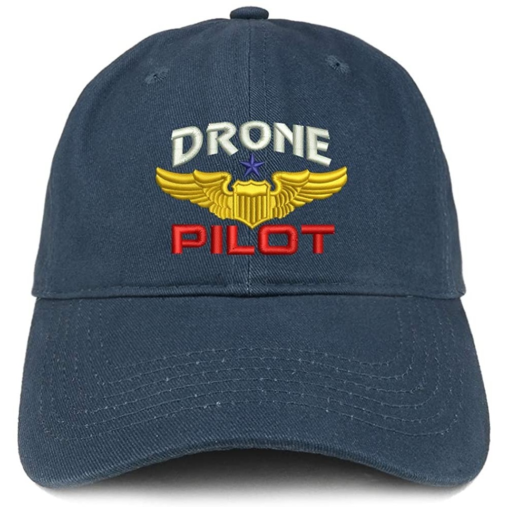 Baseball Caps Drone Pilot Aviation Wing Embroidered Soft Crown 100% Brushed Cotton Cap - Navy - CZ17YTYGE6C $16.75