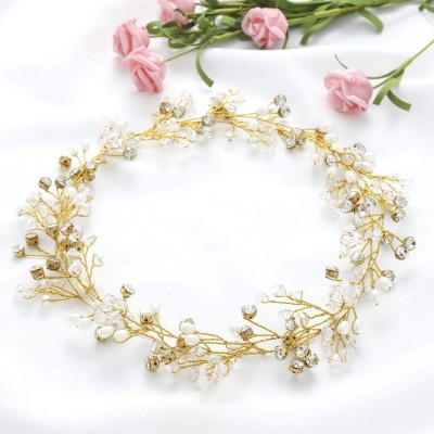 Headbands Wedding Hair Vine Long Bridal Headband Hair Accessories for Bride and Bridesmaid (100cm / 39.3inches) (Gold) - C518...