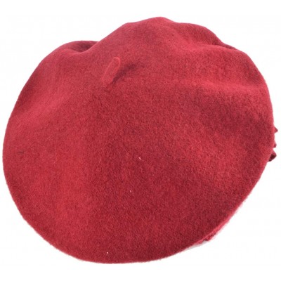 Berets Womens Beret 100% Wool French Beret Beanie Winter Hats Hy022 - Claret - CO18HLA4U7Q $10.39