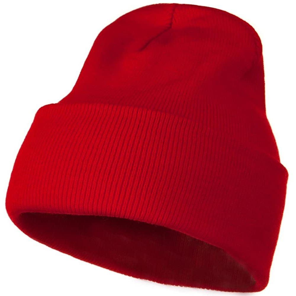 Skullies & Beanies 12 Inch Long Knitted Beanie - Red - CZ110PMZBKT $10.19