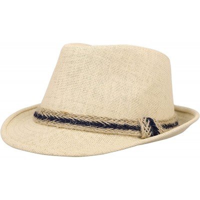 Sun Hats Women and Men Straw Fedora Sun Hat - Outdoor Cap w/Band - Beige - CF17YCWTT77 $12.04