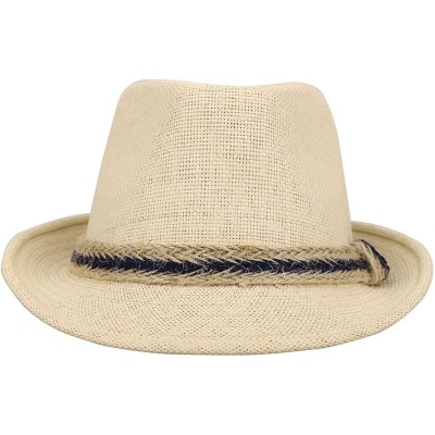 Sun Hats Women and Men Straw Fedora Sun Hat - Outdoor Cap w/Band - Beige - CF17YCWTT77 $12.04