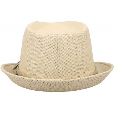 Sun Hats Women and Men Straw Fedora Sun Hat - Outdoor Cap w/Band - Beige - CF17YCWTT77 $12.04