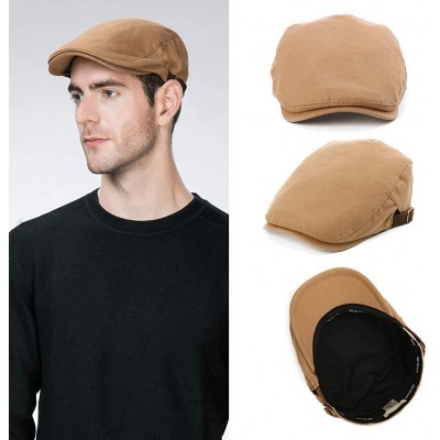 Newsboy Caps Summer Mens Cotton Flat Cap Ivy Gatsby Newsboy Driving Irish Cabbie Golf Hat - 89337camel - CH18RHCUDDE $17.51