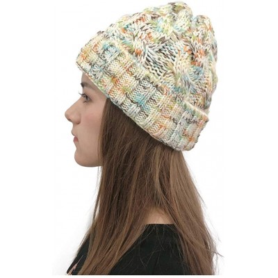 Skullies & Beanies New Women Keep Warm Winter Casual Knitted Hat Wool Hemming Hat Ski Hat - White3 - CK1932KKUCH $11.42