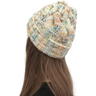 Skullies & Beanies New Women Keep Warm Winter Casual Knitted Hat Wool Hemming Hat Ski Hat - White3 - CK1932KKUCH $11.42