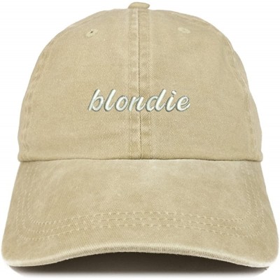Baseball Caps Blondie Embroidered Washed Cotton Adjustable Cap - Khaki - CA12IFNQL67 $9.69