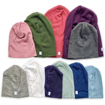 Skullies & Beanies Pure Organic Merino Wool Hat- Slouchy Beanie- Toque- Knit Cap- Skully- Balaclava - Kale - CZ18YXITGHZ $26.88