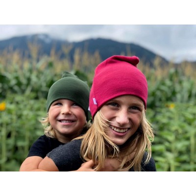 Skullies & Beanies Pure Organic Merino Wool Hat- Slouchy Beanie- Toque- Knit Cap- Skully- Balaclava - Kale - CZ18YXITGHZ $26.88