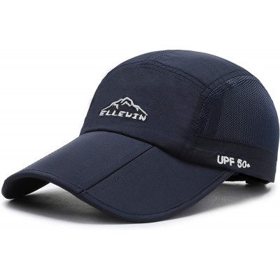 Baseball Caps Unisex Baseball Cap UPF 50 Unstructured Hat with Foldable Long Large Bill - A-dark Blue-m/L - C81863C6O25 $9.16