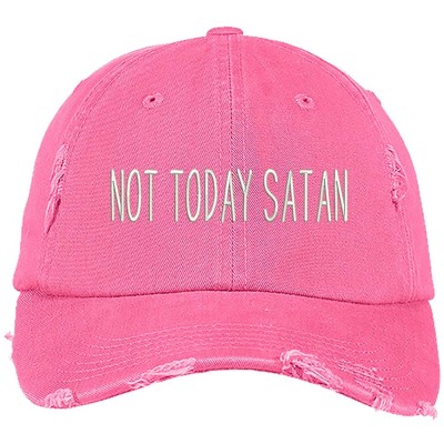 Baseball Caps Not Today Satan Distressed Baseball Cap- Unisex Dad Hat - Pink - C918L3LS6EO $36.01
