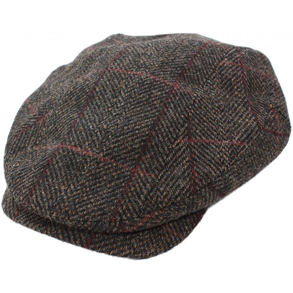 Newsboy Caps Men's Irish Tweed Cap 100% Wool Brown Plaid Made in Ireland - C111WHIFJMJ $51.72