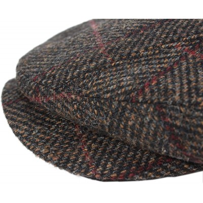 Newsboy Caps Men's Irish Tweed Cap 100% Wool Brown Plaid Made in Ireland - C111WHIFJMJ $51.72