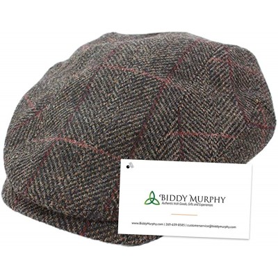 Newsboy Caps Men's Irish Tweed Cap 100% Wool Brown Plaid Made in Ireland - C111WHIFJMJ $51.72