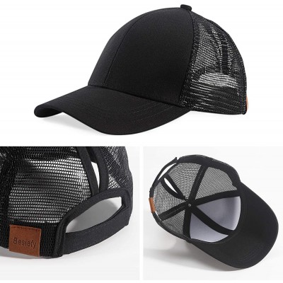 Baseball Caps High Ponytail Baseball Hats for Women-Sun Messy High Bun Hat Adjustable and Mesh Trucker Baseball Cap - CO18REL...