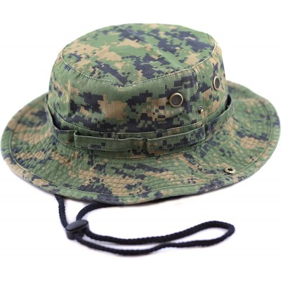 Sun Hats 100% Cotton Stone-Washed Safari Wide Brim Foldable Double-Sided Sun Boonie Bucket Hat - Digital Camo - CY12O0S682C $...