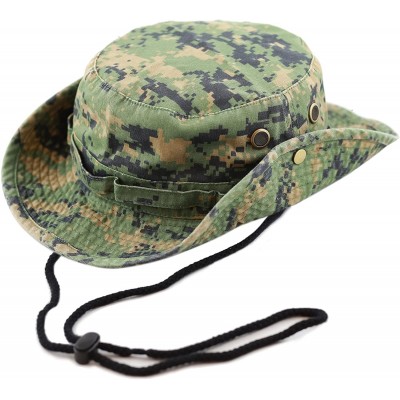 Sun Hats 100% Cotton Stone-Washed Safari Wide Brim Foldable Double-Sided Sun Boonie Bucket Hat - Digital Camo - CY12O0S682C $...