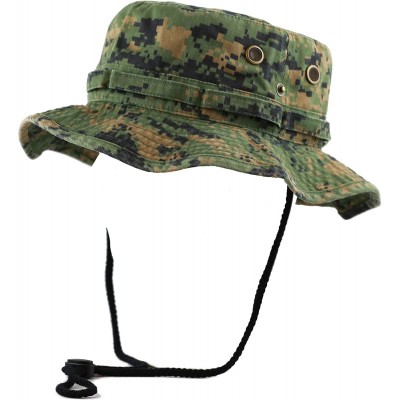 Sun Hats 100% Cotton Stone-Washed Safari Wide Brim Foldable Double-Sided Sun Boonie Bucket Hat - Digital Camo - CY12O0S682C $...