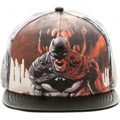 Baseball Caps Batman Logo Sublimated Faux Leather Flat Bill Snapback - C718ZZM78Q0 $19.23