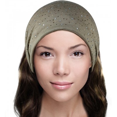 Cold Weather Headbands Sparkling Rhinestone and Dots Wide Elastic Headband - Tan - CI11CMTF85B $11.48