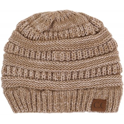 Skullies & Beanies Trendy Warm Chunky Soft Marled Cable Knit Slouchy Beanie - Taupe (8) - CC12O0RV2LC $12.38
