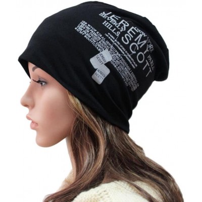 Skullies & Beanies Men's Women's Spring & Summer Stylish Baggy Sports Slouch Jersey Beanie - Black - CQ17YD39S5T $10.07