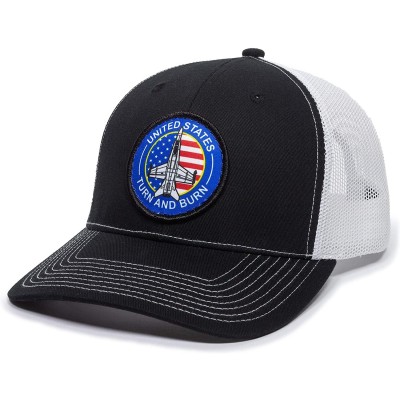 Baseball Caps Navy American Scout Patch Trucker - Black/White - C718AELGHK9 $16.81