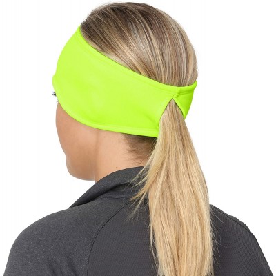 Headbands Women's Ponytail Headband - Moisture Wicking Ear Band - The Power Running Headband - hi-vis - C7120OGS77J $12.77