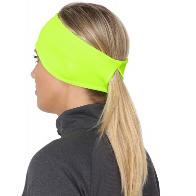 Headbands Women's Ponytail Headband - Moisture Wicking Ear Band - The Power Running Headband - hi-vis - C7120OGS77J $12.77