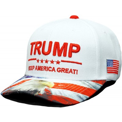 Baseball Caps Trump Keep America Great! Embroidery Hat Adjustable 45 President USA Eagle Baseball Cap - White - CY18D5T9T5M $...