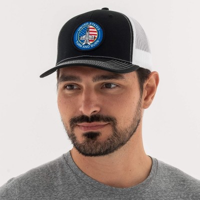 Baseball Caps Navy American Scout Patch Trucker - Black/White - C718AELGHK9 $16.81