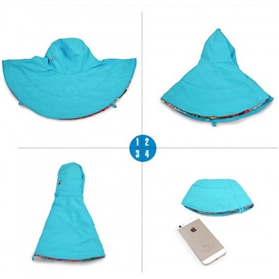 Sun Hats Women's Anti-UV Sun Protective Wide Brim Reversible Floppy Sun Hat Beach UPF 50+ - Blue - CB12DOPKRON $11.51