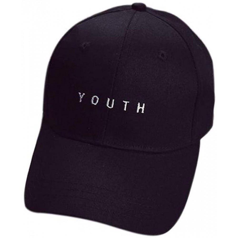 Baseball Caps Embroidery Letters Youth Cotton Unisex Baseball Cap Boys Girls Hat - Black - CN12IFMIRZB $12.12