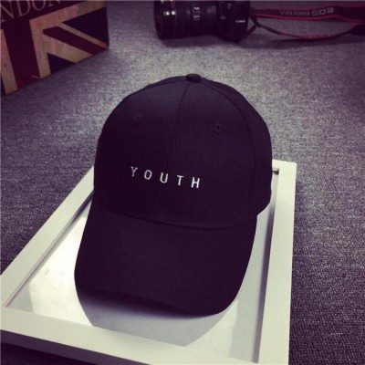 Baseball Caps Embroidery Letters Youth Cotton Unisex Baseball Cap Boys Girls Hat - Black - CN12IFMIRZB $12.12