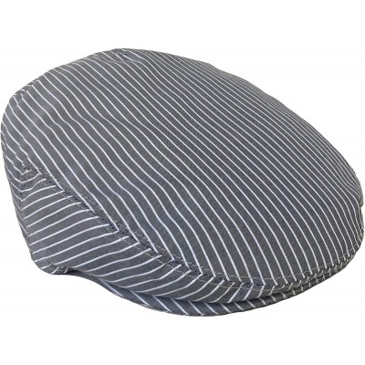 Newsboy Caps Summer Plaid Ivy Scally Driver Cap Polyester Flat Hat - Grey Pinstripe - CC18WCI3YH4 $25.02
