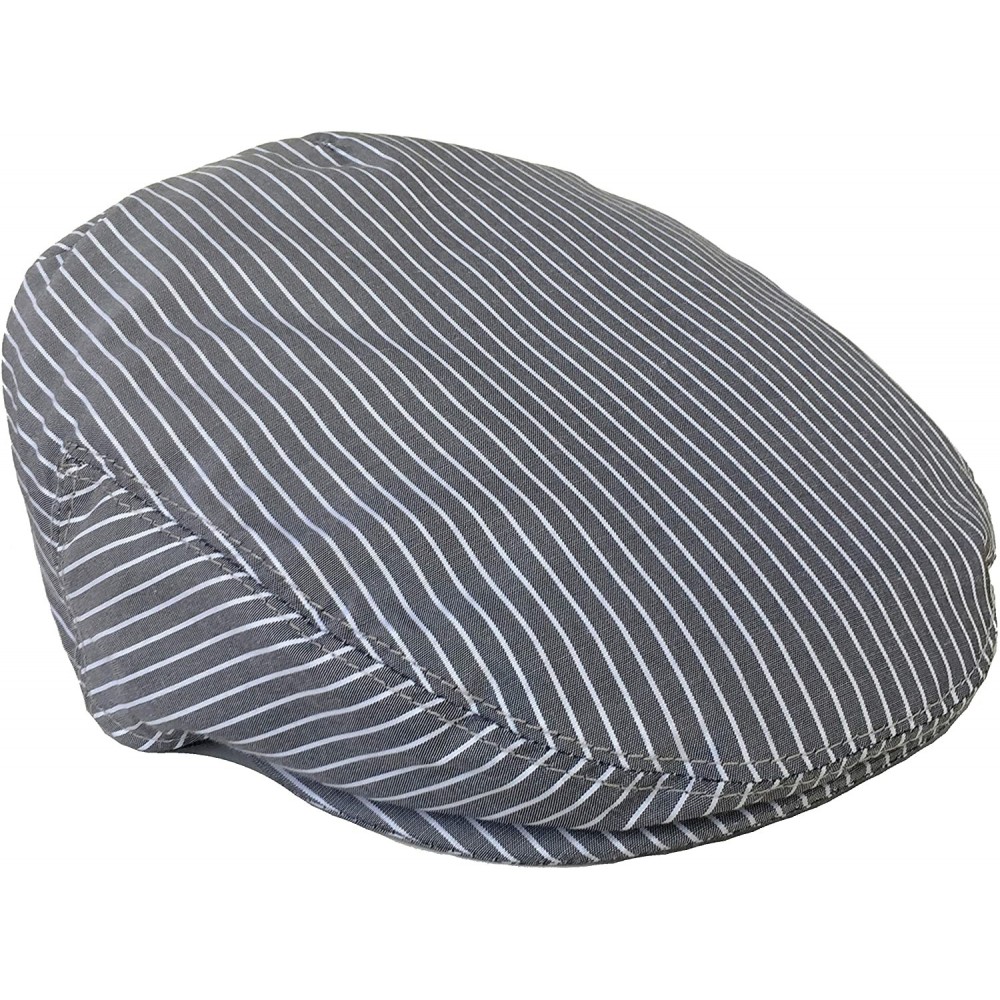 Newsboy Caps Summer Plaid Ivy Scally Driver Cap Polyester Flat Hat - Grey Pinstripe - CC18WCI3YH4 $25.02