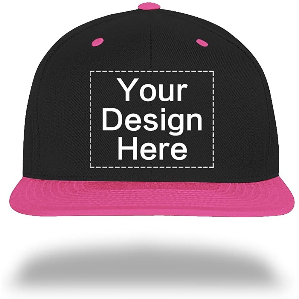 Baseball Caps Custom Baseball Cap Snapback Hiphop Hats Design Your Text Name or Logo - 3 Black&pink - C0183CC235Q $20.69