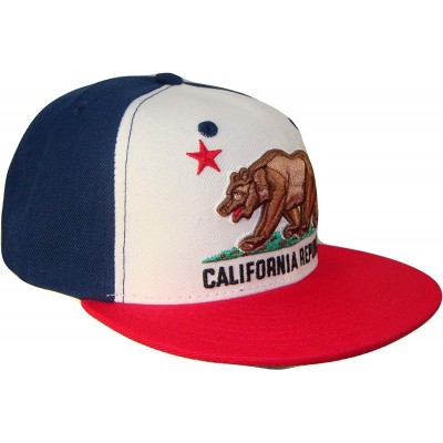 Baseball Caps California Republic Snapback Hat (Red-White-Blue) - CI1103UOEGP $18.19
