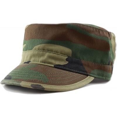 Baseball Caps Washed Cotton Basic & Distressed Cadet Cap Military Army Style Hat - 1. Basic - Wood Camo - CX18QI3GCAO $12.87