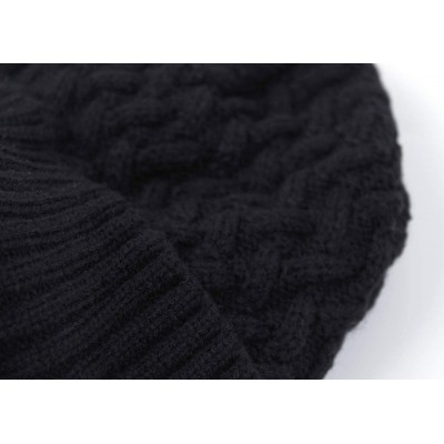 Skullies & Beanies Men's Winter Warm Thick Knit Beanie Hat with Visor - B-black - CY18AHGX937 $9.11
