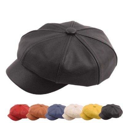 Newsboy Caps Unisex Vintage Newsboy Cabbie Painter Cap Winter Beret Visor Hat (Yellow) - Yellow - C218IL5QSW3 $9.67